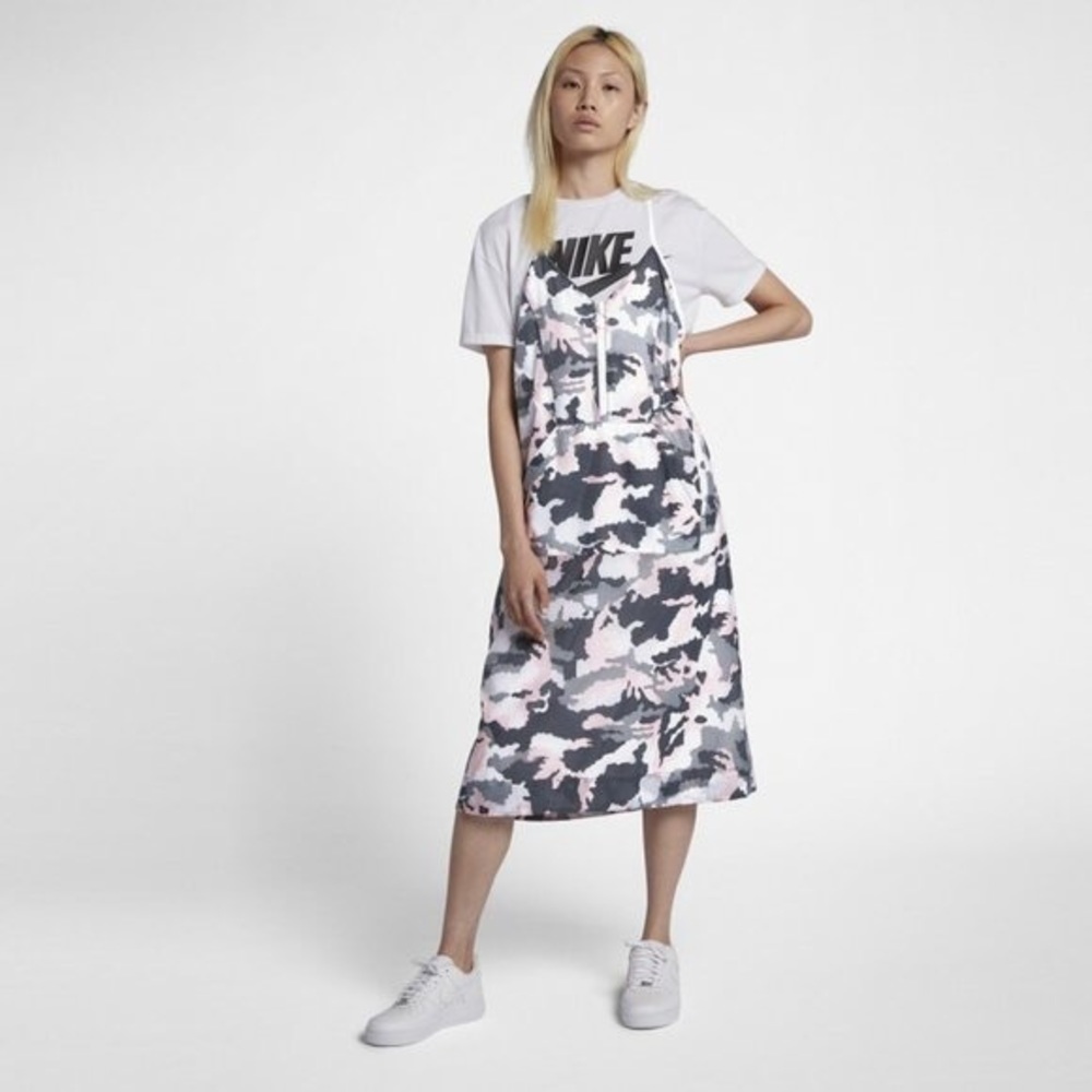 New Nike pink green camo racerback large dress